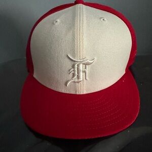 NEW ERA x FOG Fear of God 59FIFTY Red & White Fitted Hat 7 1/4 New